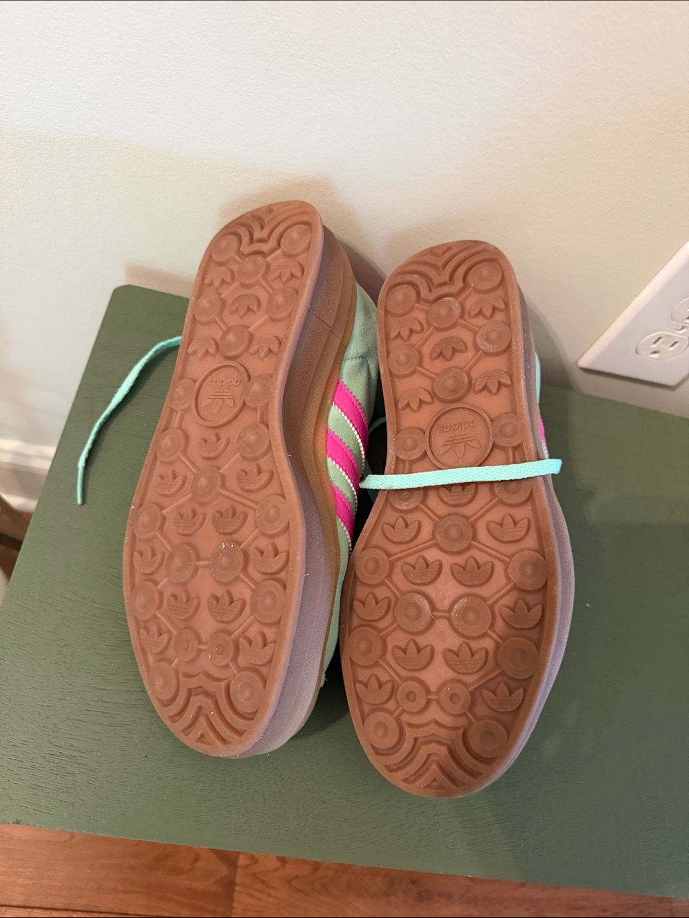 adidas Women’s Mint Green & Hot Pink Gazelles - Picture 4 of 5